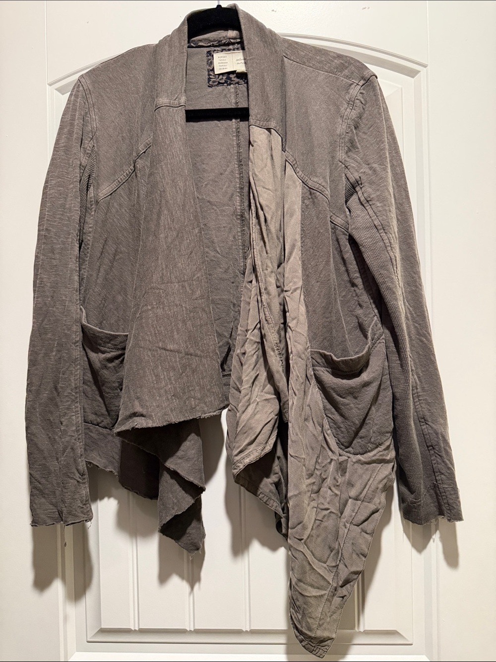 Draped Open-Front Women's Blazer Jacket - Gray